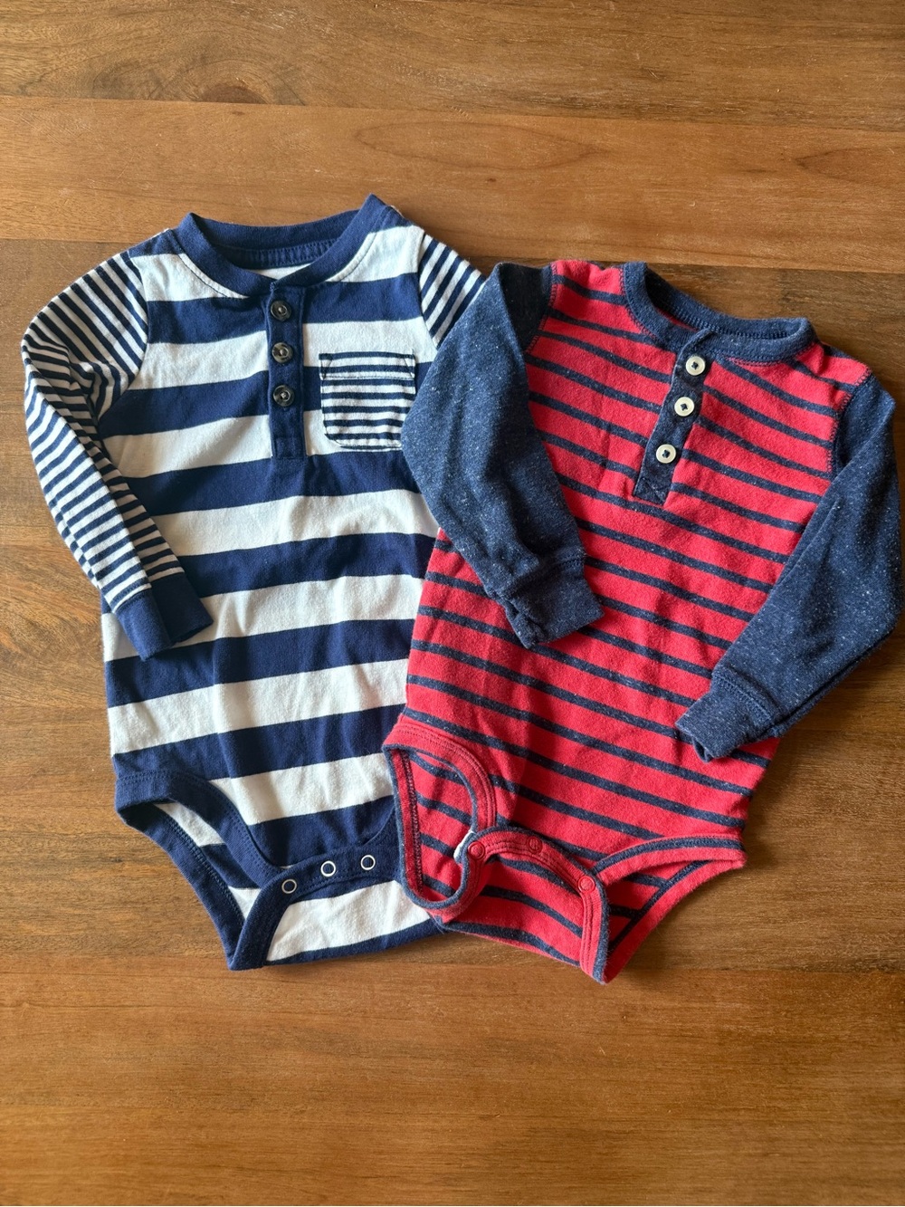 ⚡️3/$20 Striped Long-Sleeve Baby One-Piece Bodysuit Set - 12 months